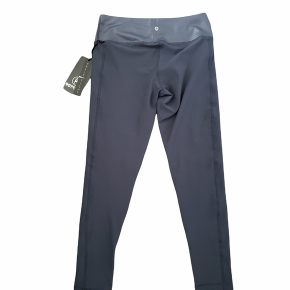 90 Degree Blue Grey Mesh Cut Out Ankle Yoga Pants - Picture 2 of 7